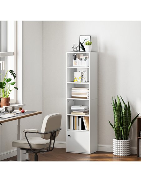 HOMCOM 6-Tier 156 cm Tall Bookcase - White - pic 169333 | FastDaddyshop