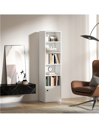 HOMCOM 6-Tier 156 cm Tall Bookcase - White
