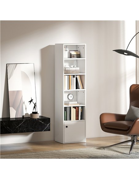 HOMCOM 6-Tier 156 cm Tall Bookcase - White - pic 169338 | FastDaddyshop