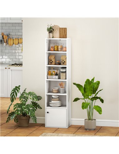 HOMCOM 6-Tier 156 cm Tall Bookcase - White