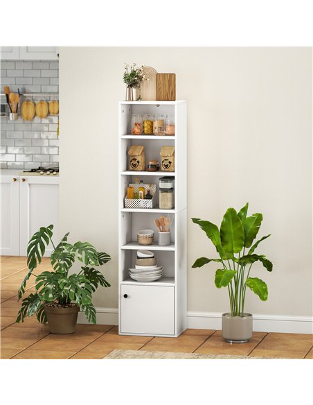 HOMCOM 6-Tier 156 cm Tall Bookcase - White - pic 169339 | FastDaddyshop