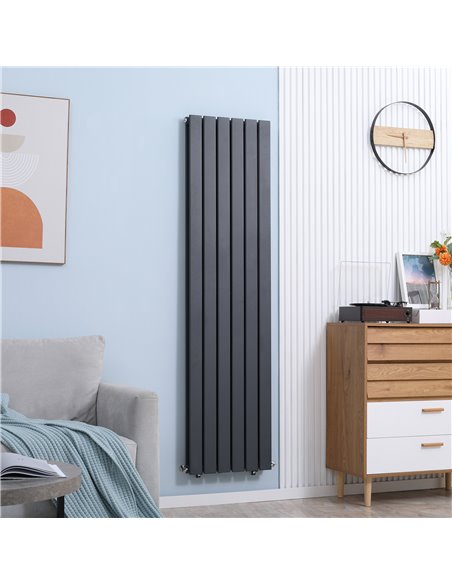 Homcom 456 x 1800 mm Double Panel Vertical Designer Radiator, Water-filled Heat, Grey - pic 16934 | FastDaddyshop