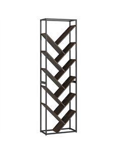 HOMCOM 10 Shelf Industrial-Style Bookshelf - Black/Grey