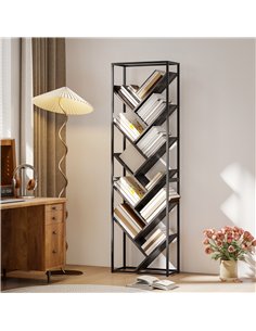 HOMCOM 10 Shelf Industrial-Style Bookshelf - Black/Grey 2