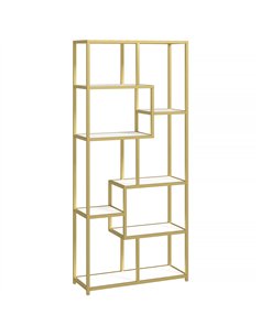HOMCOM Seven-Tier Geometric Bookcase - White/Gold Tone