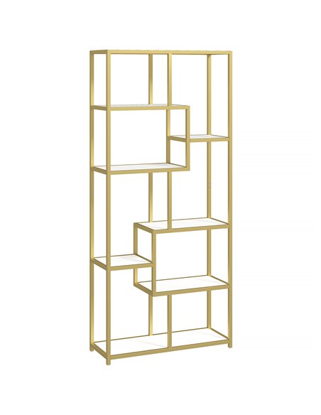 HOMCOM Seven-Tier Geometric Bookcase - White/Gold Tone - pic 169350 | FastDaddyshop