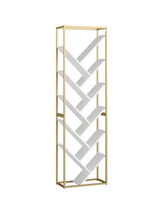 HOMCOM 10 Shelf Modern-Style Bookshelf - Gold Tone/White