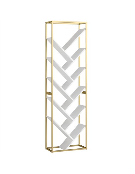 HOMCOM 10 Shelf Modern-Style Bookshelf - Gold Tone/White - pic 169359 | FastDaddyshop