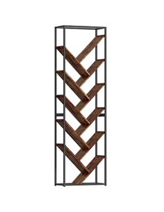 HOMCOM 10 Shelf Industrial-Style Bookshelf - Black/Brown