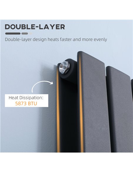 Homcom 456 x 1800 mm Double Panel Vertical Designer Radiator, Water-filled Heat, Grey - pic 16937 | FastDaddyshop