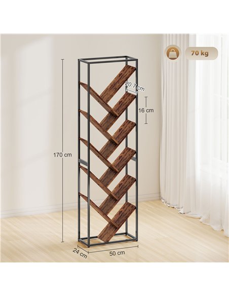 HOMCOM 10 Shelf Industrial-Style Bookshelf - Black/Brown - pic 169370 | FastDaddyshop