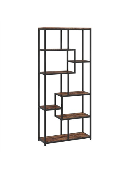 HOMCOM Seven-Tier Geometric Bookcase - Brown/Black - pic 169377 | FastDaddyshop