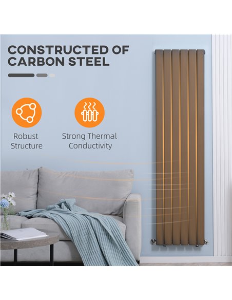Homcom 456 x 1800 mm Double Panel Vertical Designer Radiator, Water-filled Heat, Grey - pic 16938 | FastDaddyshop