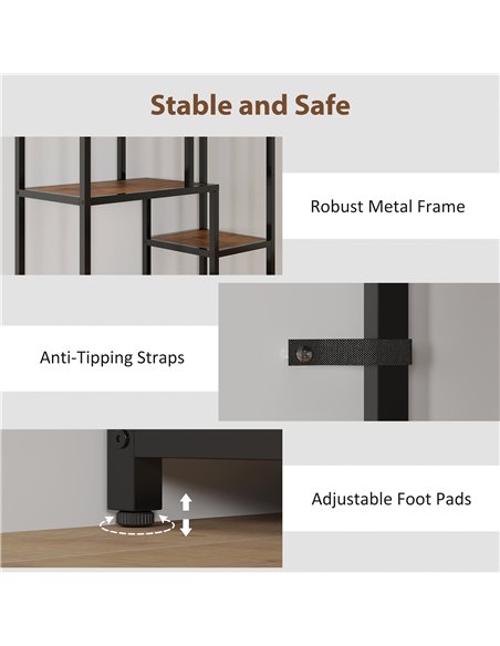 HOMCOM Seven-Tier Geometric Bookcase - Brown/Black - pic 169381 | FastDaddyshop