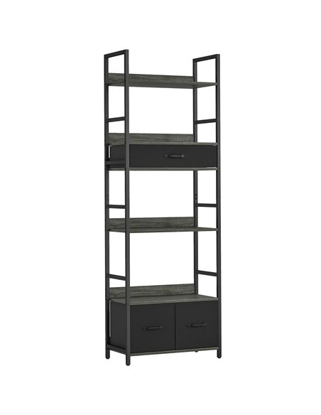 HOMCOM Industrial Style Bookcase, with 4 Shelves and 3 Fabric Drawers - Grey/Black - pic 169386 | FastDaddyshop