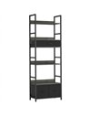 HOMCOM Industrial Style Bookcase, with 4 Shelves and 3 Fabric Drawers - Grey/Black