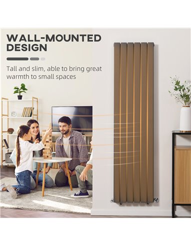 Homcom 456 x 1800 mm Double Panel Vertical Designer Radiator, Water-filled Heat, Grey