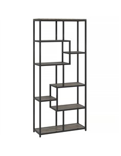 HOMCOM Seven-Tier Geometric Bookcase - Grey/Black