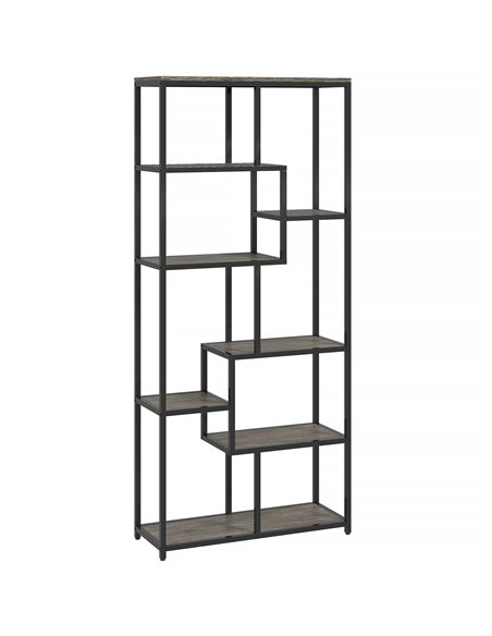 HOMCOM Seven-Tier Geometric Bookcase - Grey/Black - pic 169395 | FastDaddyshop