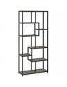 HOMCOM Seven-Tier Geometric Bookcase - Grey/Black