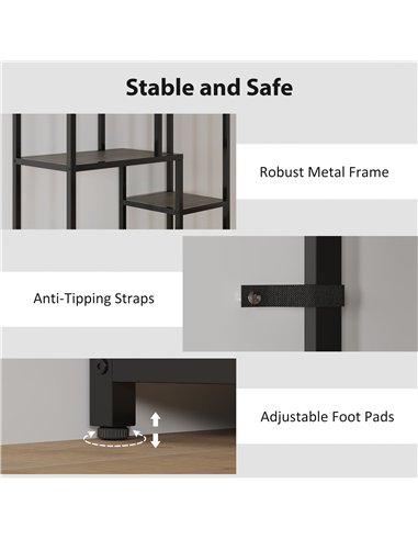 HOMCOM Seven-Tier Geometric Bookcase - Grey/Black