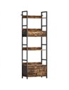 HOMCOM Industrial Style Bookcase, with 4 Shelves and 3 Fabric Drawers - Brown/Black