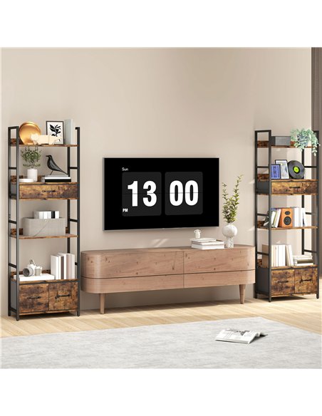 HOMCOM Industrial Style Bookcase, with 4 Shelves and 3 Fabric Drawers - Brown/Black - pic 169411 | FastDaddyshop