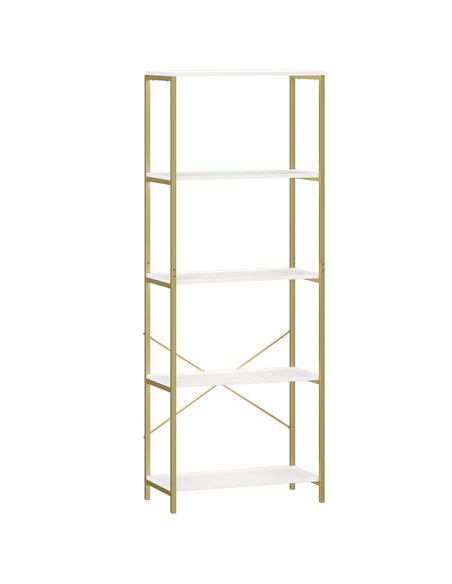HOMCOM 5-Tier Bookshelf, Modern Bookcase with Metal Frame - White and Gold Tone - pic 169413 | FastDaddyshop