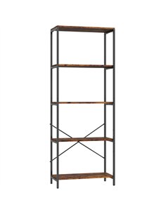 HOMCOM 5-Tier Bookshelf, Industrial Bookcase with Metal Frame - Rustic Brown and Black