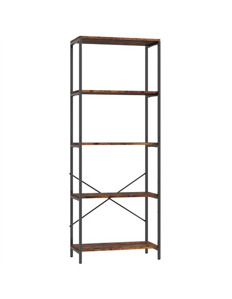 HOMCOM 5-Tier Bookshelf, Industrial Bookcase with Metal Frame - Rustic Brown and Black - pic 169422 | FastDaddyshop
