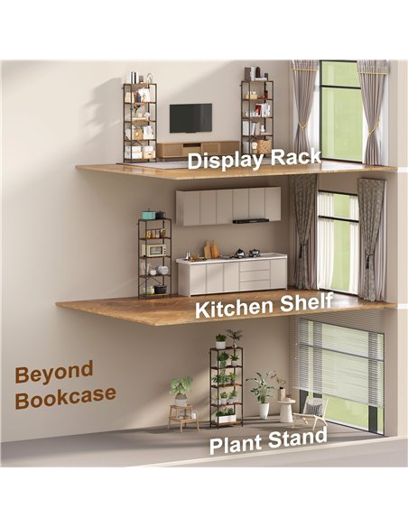 HOMCOM 5-Tier Bookshelf, Industrial Bookcase with Metal Frame - Rustic Brown and Black - pic 169427 | FastDaddyshop