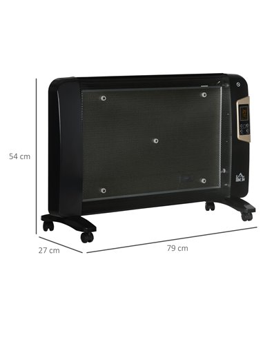 Homcom Mica Electric Space Heater with 2 Heat Settings, Adjustable Temperature 15-40°C, Black