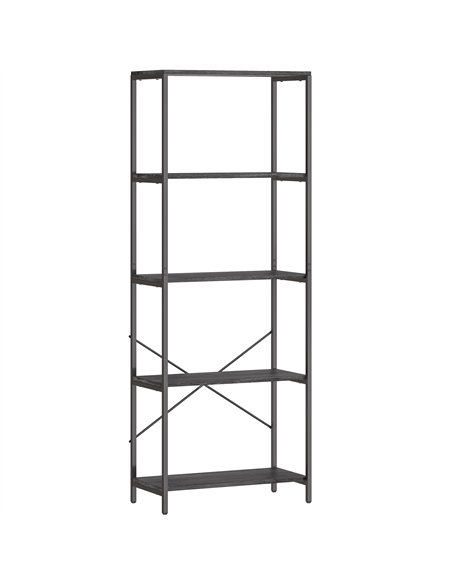 HOMCOM 5-Tier Bookshelf, Industrial Bookcase with Metal Frame - Dark Grey and Black - pic 169431 | FastDaddyshop