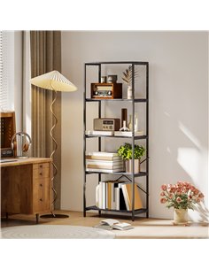 HOMCOM 5-Tier Bookshelf, Industrial Bookcase with Metal Frame - Dark Grey and Black 2