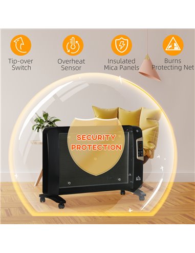 Homcom Mica Electric Space Heater with 2 Heat Settings, Adjustable Temperature 15-40°C, Black