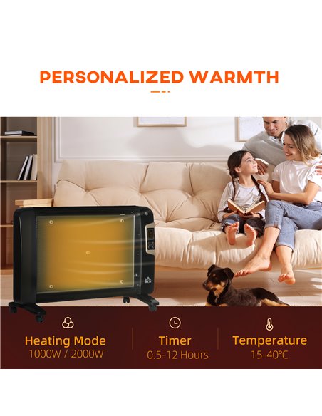 Homcom Mica Electric Space Heater with 2 Heat Settings, Adjustable Temperature 15-40°C, Black - pic 16945 | FastDaddyshop