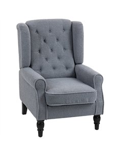 HOMCOM Wingback Accent Chair, Retro Upholstered Button Tufted Occasional Chair for Living Room and Bedroom, Grey