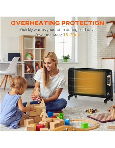 Homcom Mica Electric Space Heater with 2 Heat Settings, Adjustable Temperature 15-40°C, Black