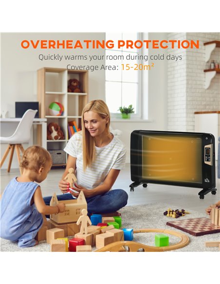 Homcom Mica Electric Space Heater with 2 Heat Settings, Adjustable Temperature 15-40°C, Black - pic 16947 | FastDaddyshop