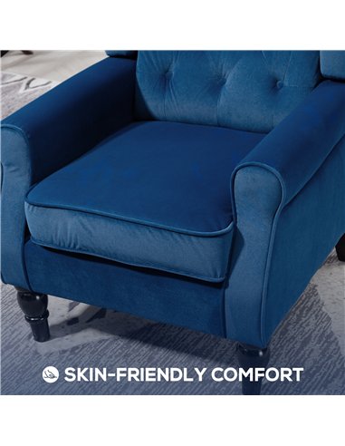 HOMCOM Wingback Accent Chair, Retro Upholstered Button Tufted Occasional Chair for Living Room and Bedroom, Blue