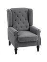 HOMCOM Teddy Fleece Retro Wingback Chair - Grey