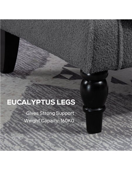 HOMCOM Teddy Fleece Retro Wingback Chair - Grey - pic 169491 | FastDaddyshop