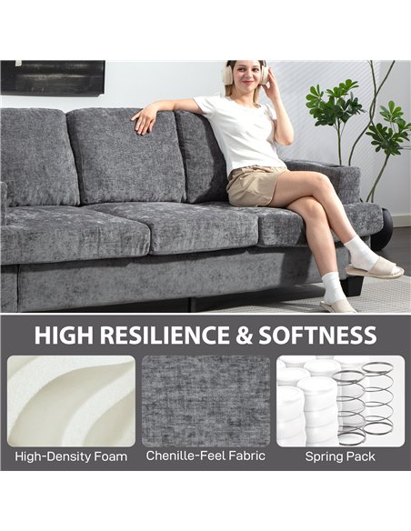 HOMCOM 3 Seater Sofa with USB Ports & Cup Holders - Grey - pic 169499 | FastDaddyshop