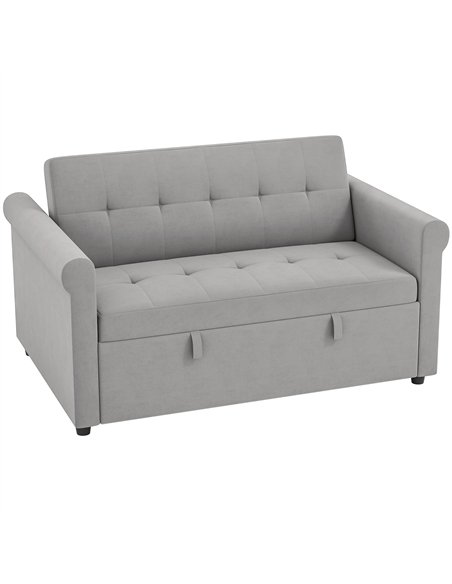 HOMCOM Two-Seater Velvet-Feel Sofa Bed - Grey - pic 169503 | FastDaddyshop