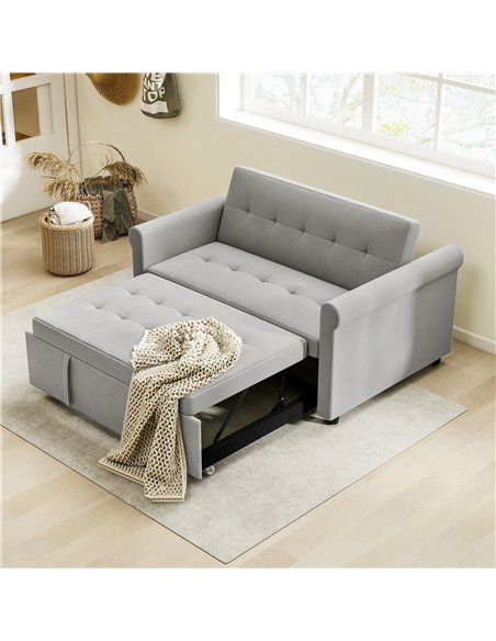 HOMCOM Two-Seater Velvet-Feel Sofa Bed - Grey - pic 169509 | FastDaddyshop