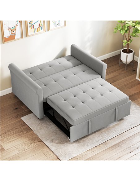 HOMCOM Two-Seater Velvet-Feel Sofa Bed - Grey - pic 169510 | FastDaddyshop
