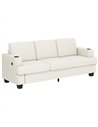 HOMCOM 3 Seater Sofa with USB Ports & Cup Holders - Cream White