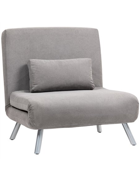 HOMCOM Single Velvet-Feel Chair Bed - Grey - pic 169521 | FastDaddyshop