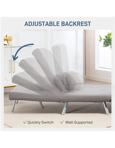 HOMCOM Single Velvet-Feel Chair Bed - Grey