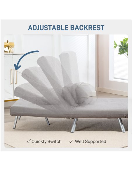 HOMCOM Single Velvet-Feel Chair Bed - Grey - pic 169525 | FastDaddyshop